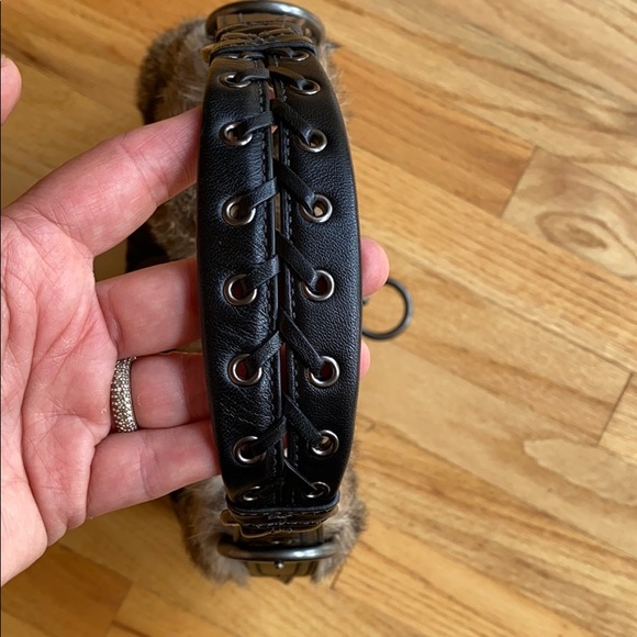 Coach Black Fur Trimmed Quilted Hobo Bag - Picture 3 of 7